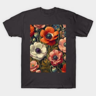 anemone and poppy flower pattern 8 T-Shirt